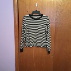 Madewell Black and White Striped Long Sleeve Tee